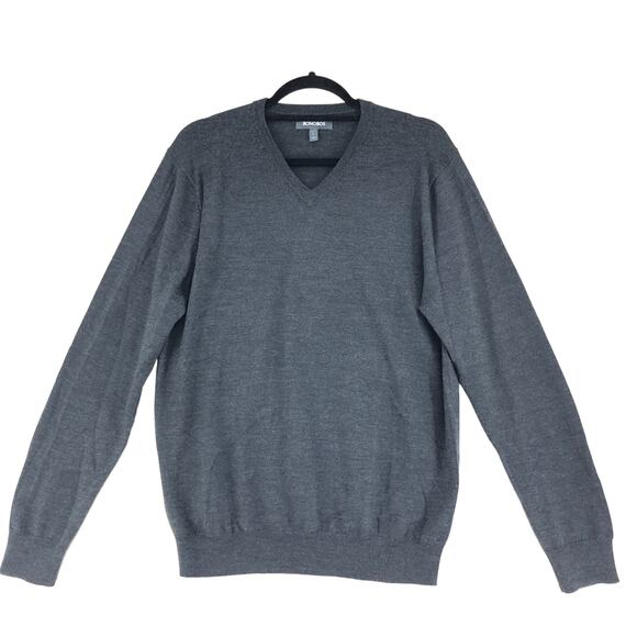 Bonobos Other - Bonobos Mens Size L V Neck Sweater Jumper Extra Fine Merino Wool Gray Grey